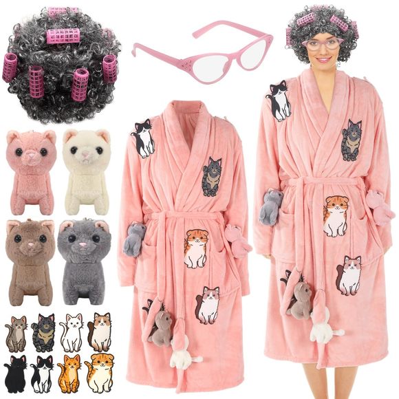 23 Pcs Cat Lady Costume For Women Crazy Cats Costume With Robe Stuffed Old,All Products : American Fashion Style Bags On Sale